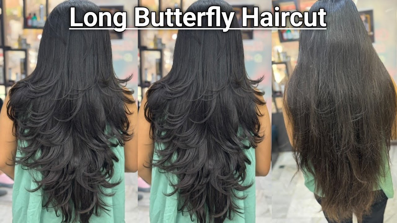 How To Do Long Butterfly Haircut multiple hair cut 5 min tutorial step by step  #butterflycut