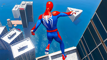 SPIDERMAN CRAZY JUMPS/FALLS #15  (GTA 5 Spider-Man Fails)