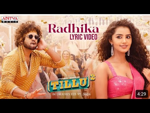 Radhika Lyric Video | Tillu Square | Siddu Jonnalagadda, Anupama | Mallik Ram | Ram