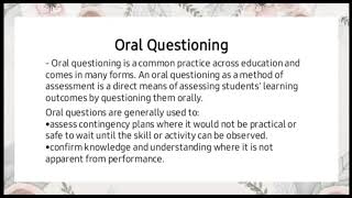 Quiz 1- Assessment Methods