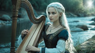 Medieval Celtic Harp Music 🌲Relaxing Harp Music playing in a forest 🌸 for Stress Relief, Sleep。
