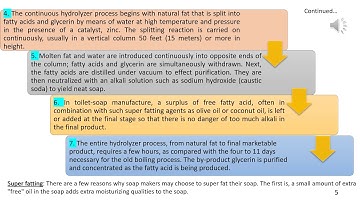 Production of Soap and Additives in Detergents