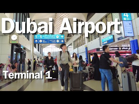 Dubai, الإمارات العربية المتحدة | مطار Dubai الدولي | المبنى 1 | جولة تفصيلية في مبنى الركاب 4K