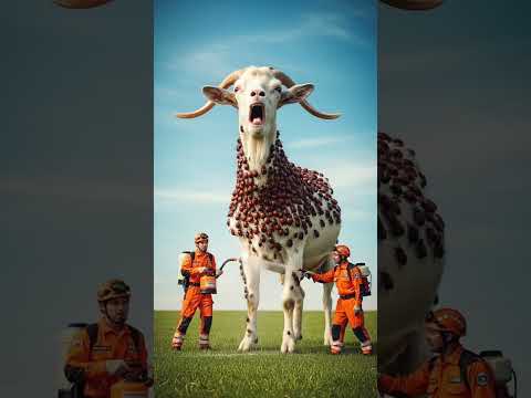 Goat Covered In Millions Of Red Beetles Men Rescue Animals