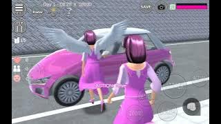 GAME SAKURA SCHOOL SIMULATOR PERGI NAIK MOBIL CITY CAR PURPLE  BERMAIN DI TAMAN PEROSOTAN