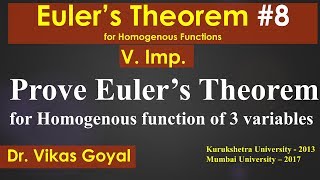 Euler's Theorem #8 for Homogeneous Function in Hindi (V.imp) | Engineering Mathematics