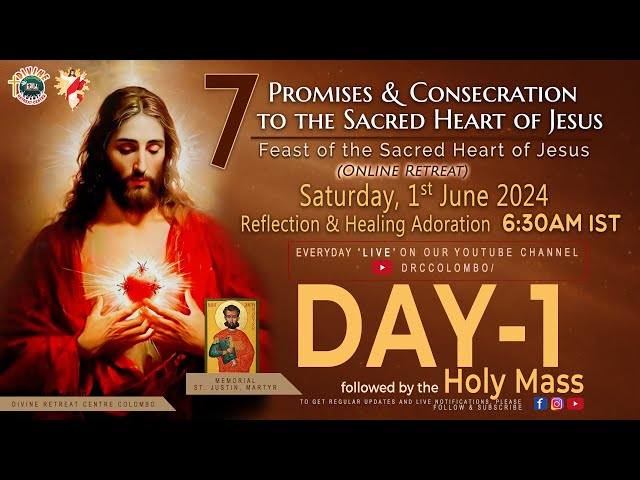 (LIVE) DAY - 1, 7 Promises u0026 Consecration; The Sacred Heart of Jesus | Sat | 1 June 2024 | DRCC class=