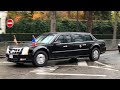 Motorcade of US President Donald Trump on its way to the Elysée Palace, in Paris France