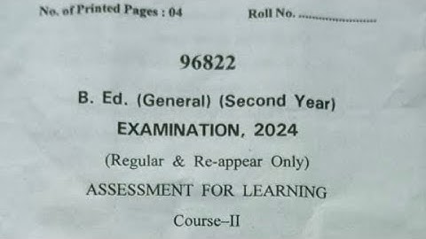 Assessment for learning || B.Ed 2nd year question paper || crsu question paper 2024 || NaveenDahiya