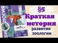 Краткий пересказ §5 Краткая история развития зоологии. Биология 7 класс Константинова