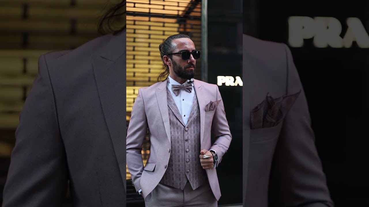 GentWith Tea Pink Slim Fit Peak Lapel Tuxedo 