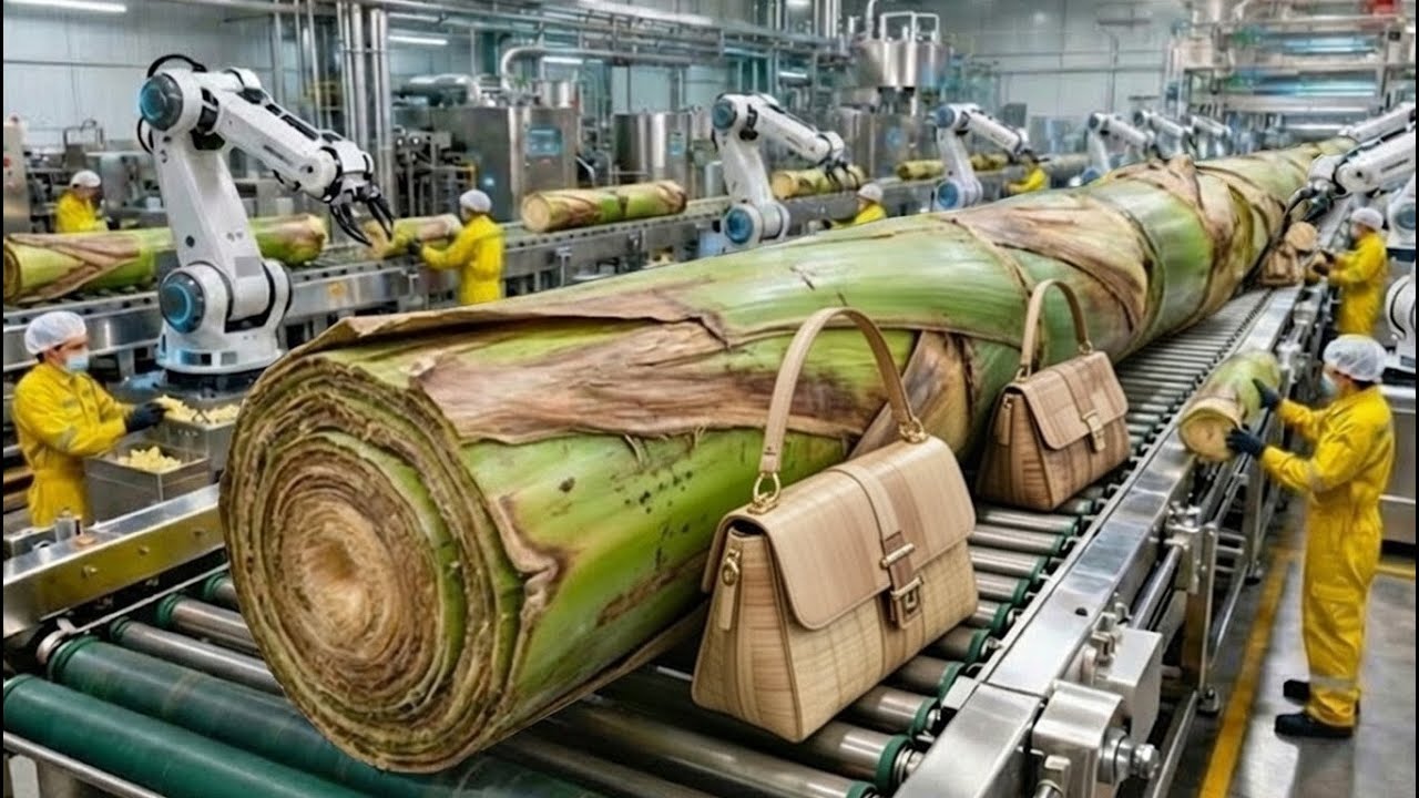 Inside the World’s  Modern Banana Stem Fiber Factory (Full Process)  From Waste to Luxury Fabric