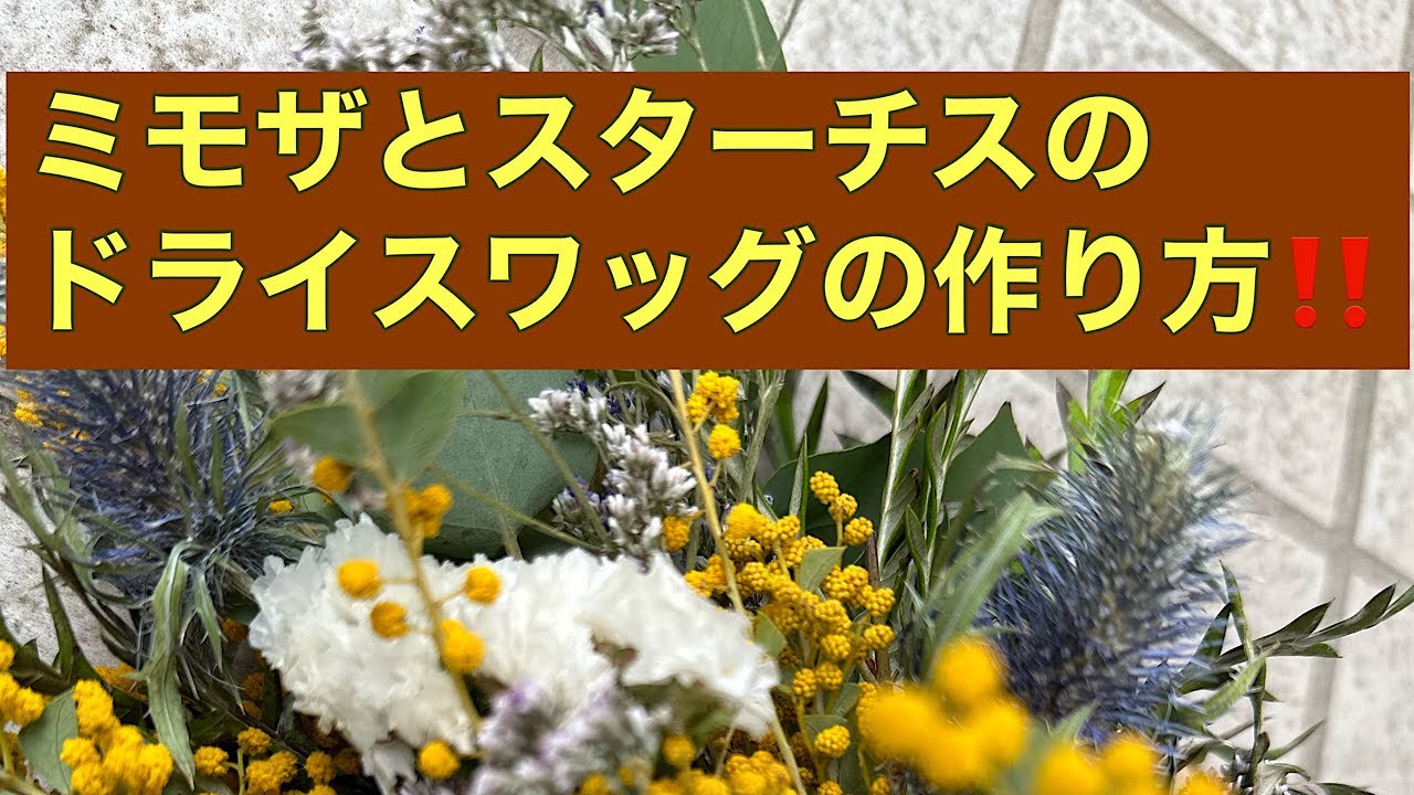 ミモザとスターチスのドライスワッグの作り方‼️#mimosa #wildflowers