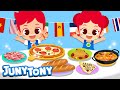 Food trip around the world  are you hungry  world song for kids  lets eat yummy food  junytony