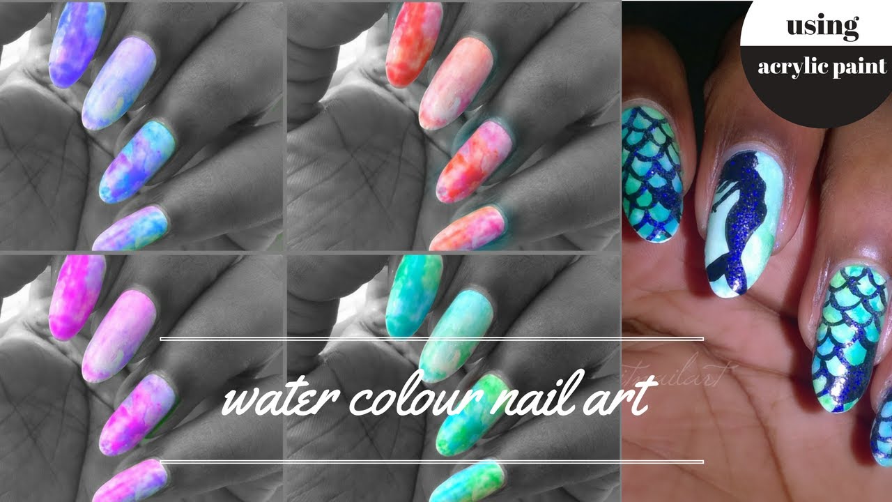 WATER COLOUR NAIL ART | USING ACRYLIC PAINT!!