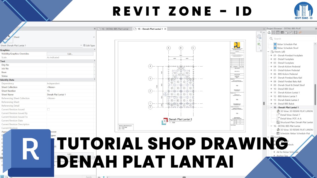 TUTORIAL MEMBUAT SHOP DRAWING (LOD 350) PADA DENAH PLAT LANTAI | STUDI CASE RUMAH 2 LANTAI