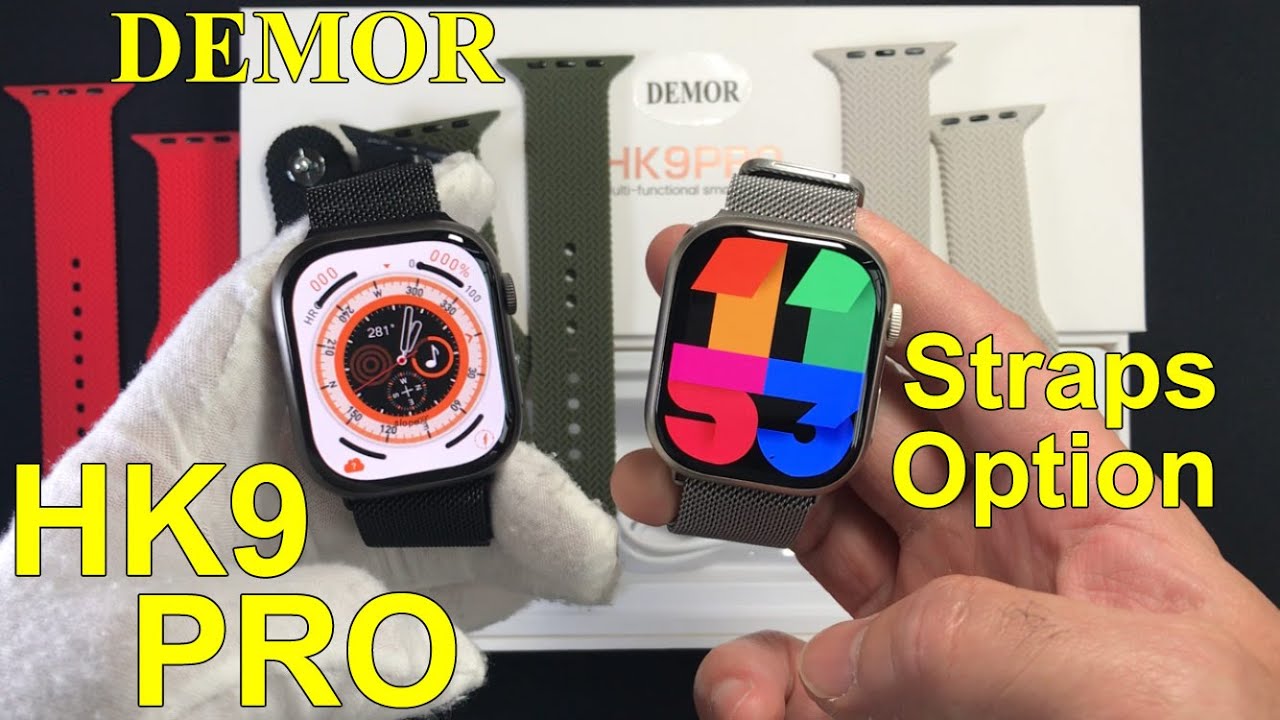 DEMOR HK9 Pro Smart Watch Straps Review IWO AMOLED 2023 Series 8 ...