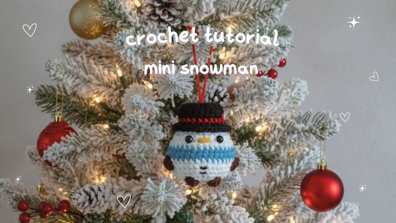 Cute Christmas Snowman Crochet Tutorial | DIY Mini Snowman Keychain Tutorial | Mini's Crochet