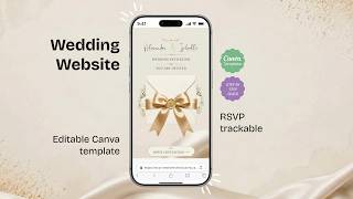 Minimal Black White Gold Wedding Invitation Canva,Luxury Animated RSVP Music,Elegant Event Countdown