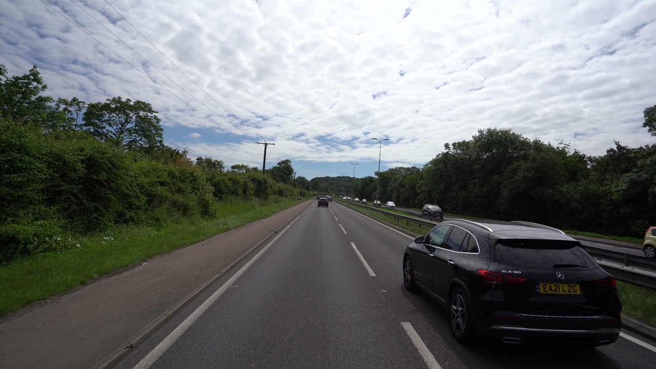 From Basildon to Southend on Sea Airport Essex 4K Video Motorway Drive London suburbs