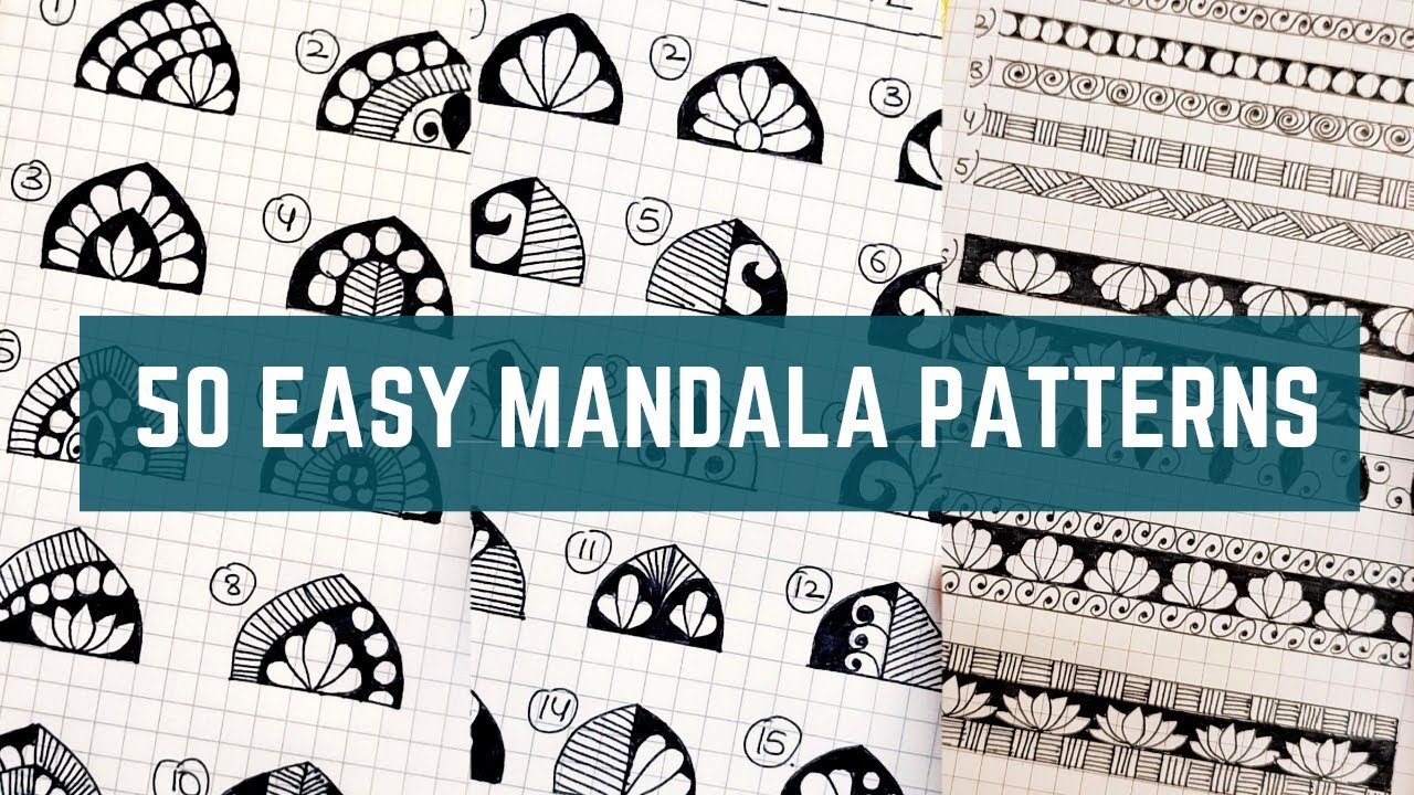 50 EASY MANDALA PATTERNS for Beginners| How to Draw Patterns | Step by