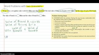 Solving Word Problems with two Unknowns Profile