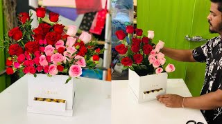 Attractive rose Arrangement||lovely gift idea||specially included chocolate Box|| @elegantflowers