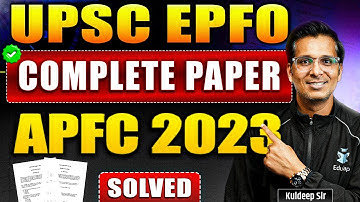 UPSC EPFO Previous Year Question Papers | UPSC EPFO APFC Solved PYQ | UPSC EPFO APFC PYQs Solution