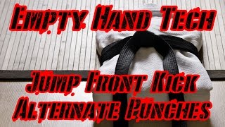 Empty Hand Technique – Jump Front Kick Alternate Punches – Performance – Learn Karate