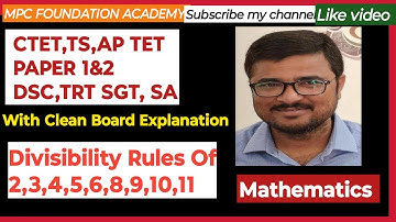 Divisibility Rules of 2,3,4,5,6,8,9,10,11