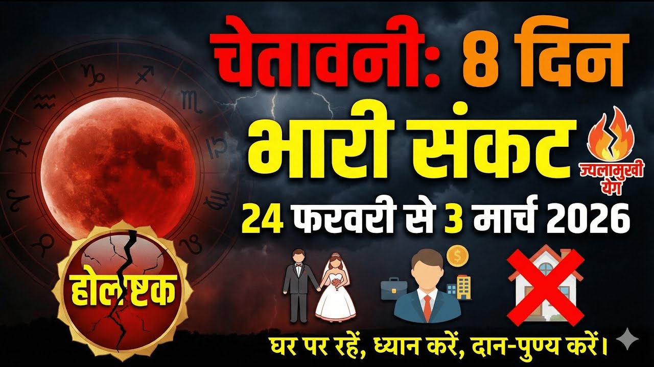 20/2/26 - CAUTION!! अत्यंत अशुभ 8 दिन - ज्वालामुखी योग, चंद्र ग्रहण, होलाष्टक तीनों एक साथ!!