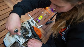 How To Change The Chain Brake Handle on the STIHL ms500i Chainsaw