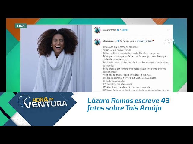 Lázaro Ramos escreve 43 fatos sobre Taís Araújo no aniversário da atriz