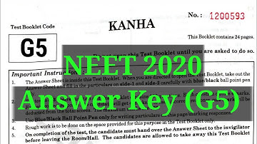 Neet 2020 answer key (Code G5),neet 2020 answer key,Physics chemistry biology| haryana medical gyan|