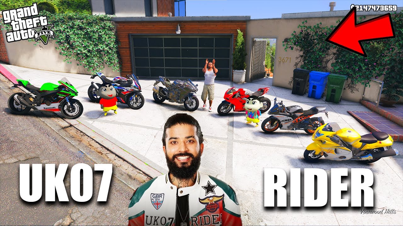 Franklin and ShinChan and BlackChan Stolen UK07 RIDER  Super Bike in GTA 5 | UK07 Rider Bike Stolen