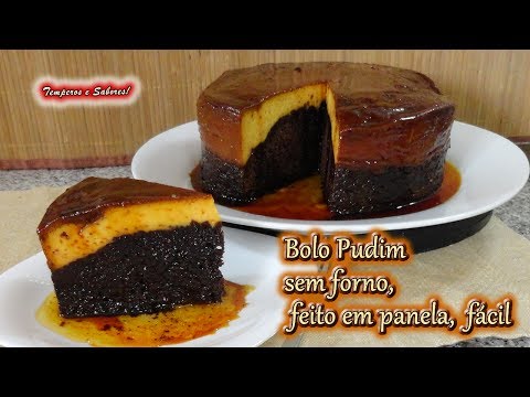 BOLO PUDIM SEM FORNO FEITO EM PANELA, fácil