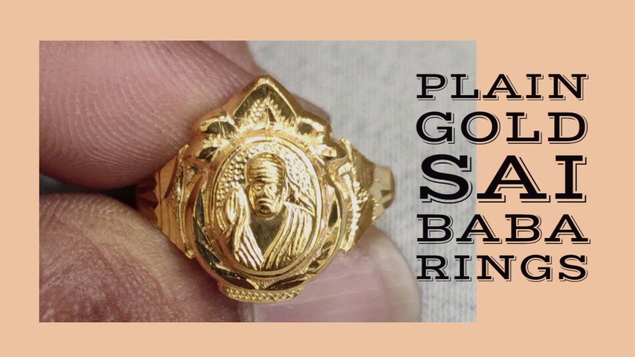 Gold Saibaba Ring - AjRi50702 - 22K Gold Ring with Saibaba embossed on it.