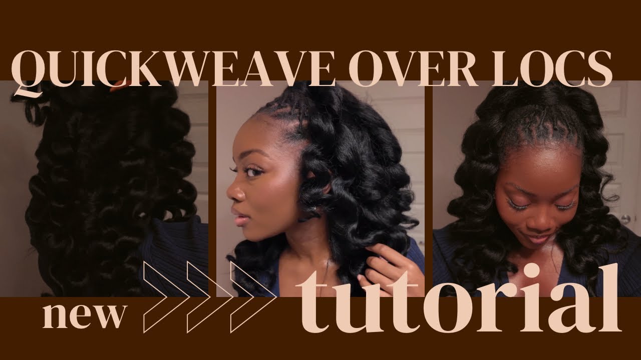 HAIR TUTORIAL: Quickweave Over Locs | Half Up Half Down | Kinky Straight with Wand Curls