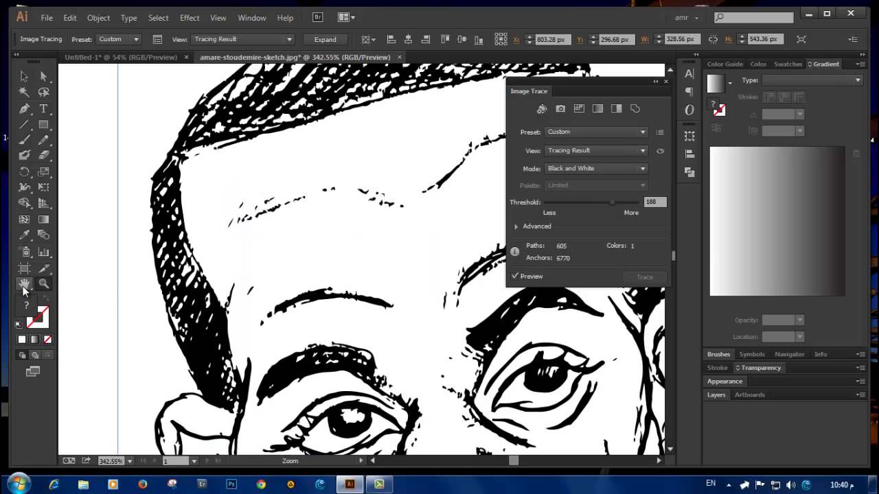 Converting your drawing sketch into a vector using Trace in Illustrator