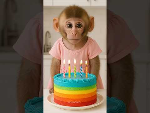 عيد ميلاد القرد قرد كيوت قرد مشاكس قرد صغير اجمل قرد قرد يأكل حلوه