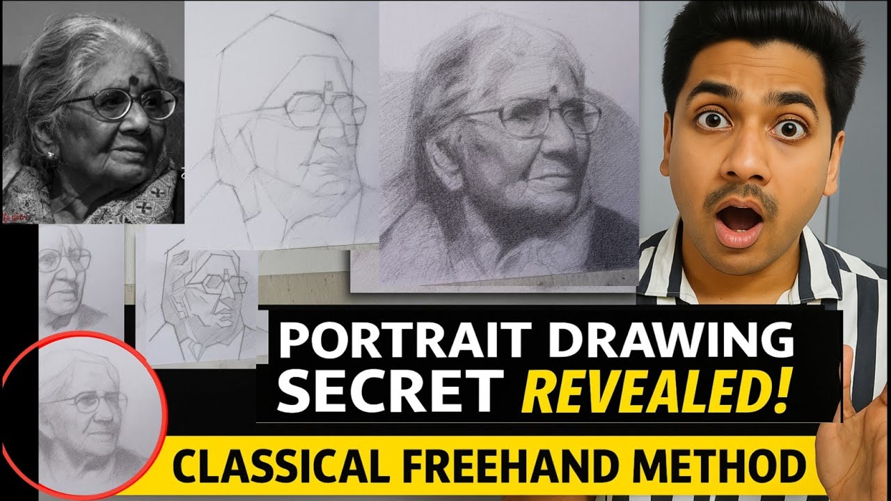 Portrait drawing secret -revealed! (Freehand Method ) (Hindi Tutorial) 