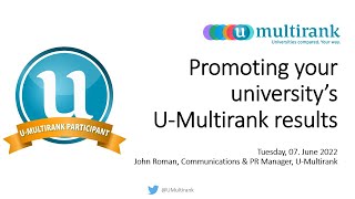 U-Multirank webinar: Promoting your university results 2022 screenshot 5