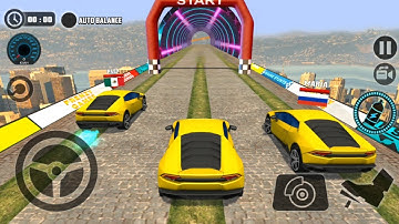 Impossible Car Tracks 3D - Yellow Sport Car Driving Multiplayer Mode - Android Gameplay Walkthrough