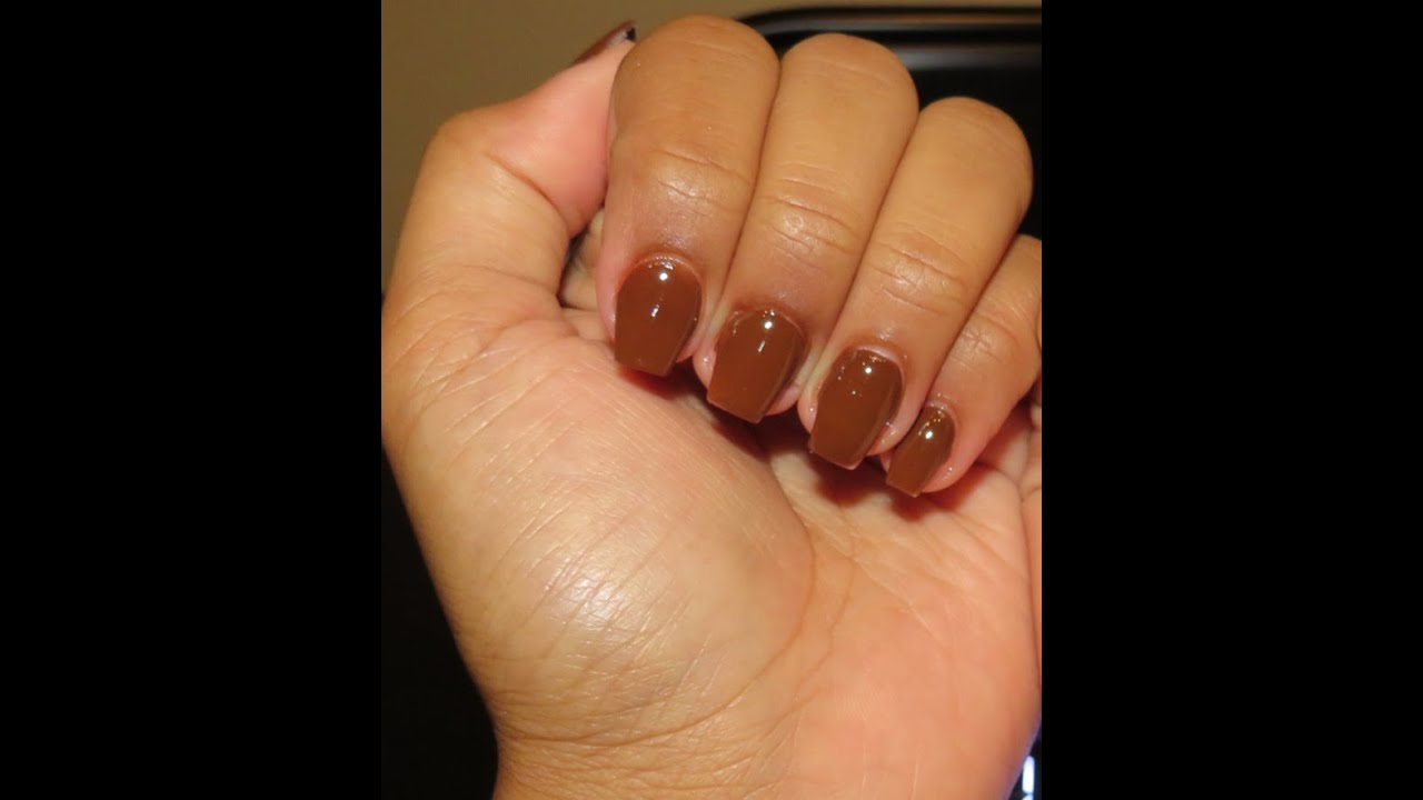 brown short acrylic nails - YouTube