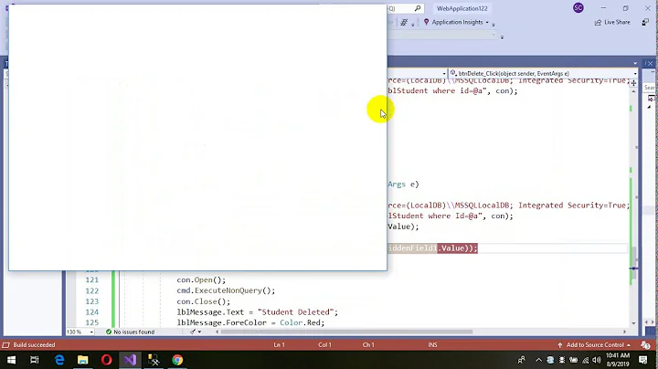 8. Working with Database in ASP.net Form (Delete)