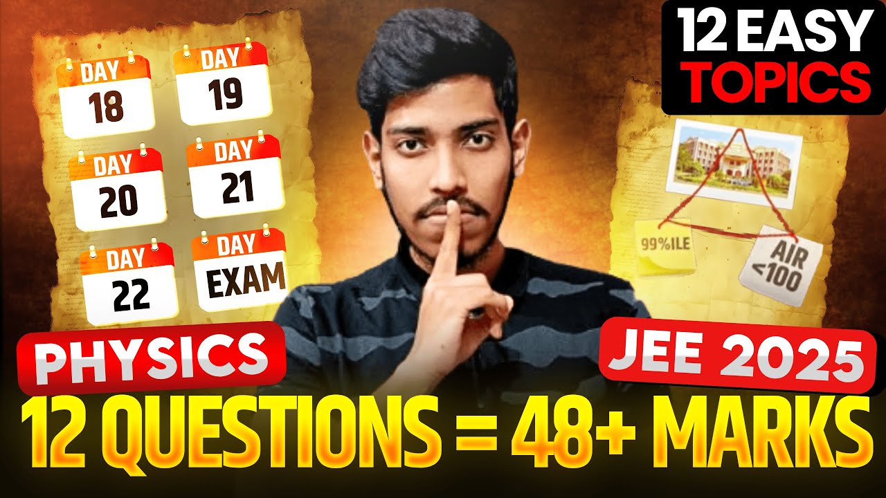 🔥JEE Main 2025: 12 Easy Questions = 48+ Marks in PHYSICS | Last 5 Days ...