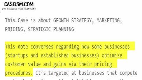Pricing, Profits and Customer Value Case Study Help - Caseism.com