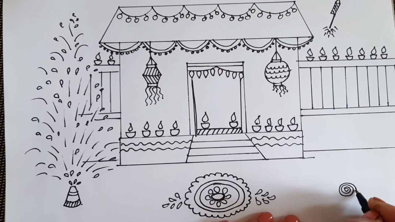 Diwali Drawing Deepavali Festival Celebration Line Drawing Diwali Diwali Drawing Deepavali Festival Celebration Line Drawing Diwali