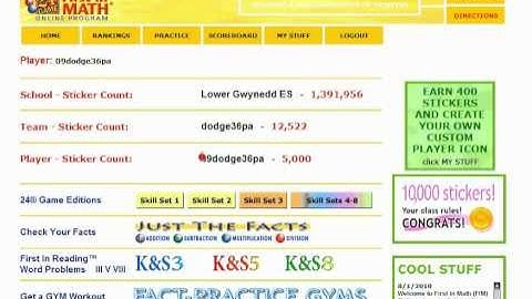 5000 stickers on first in math