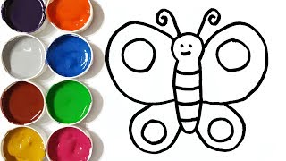 How to Draw Butterfly Coloring Pages - Art Colours for Kids - Learn Colors